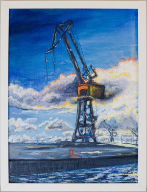 Alter Kran Acryl auf Leinwand 30x40